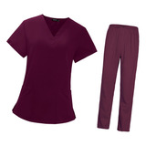 Mulheres Esfrega Conjunto Uniformes De Trabalho Vermelho