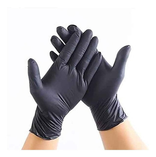 Guantes Negro De Nitrilo Libre De Polvo Caja De 100 Unidades