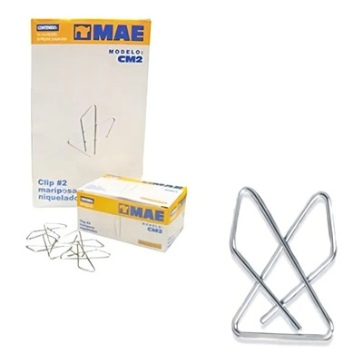 Clip Mariposa Mae Cm2 Acero Niquelado 32x41mm 50 Piezas