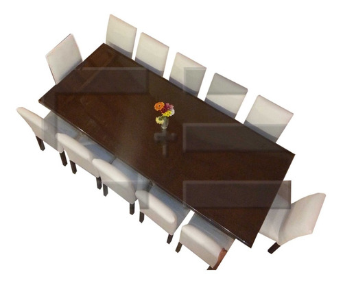 Juego Mesa Comedor Rectangular Xl 260x90+ 12 Sillas Ecocuero