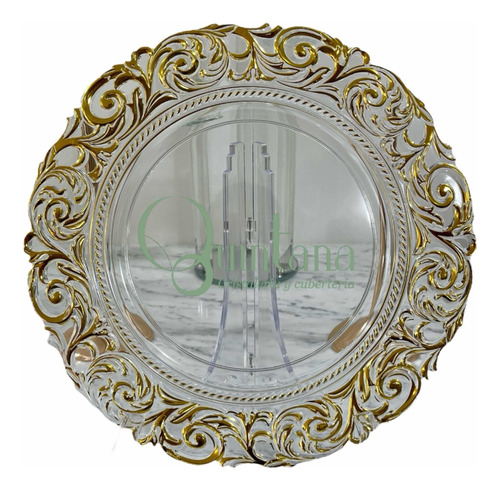 25 Bajo Plato Cargador Carga Gold Dorado Transparente Oferta