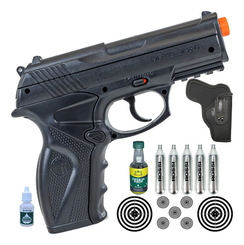 Pistola Pressão C11 Co2 Rossi 6,0mm Potente Airgun Preta Top