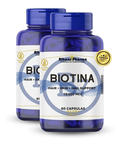 Biotina Vitamina B7 10.000 Mcg 120 Caps 100% Original