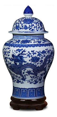 Ufengke Jingdezhen - Jarrón Clásico De Porcelana Azul Y B.