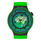Reloj Swatch Come In Peace ! Sb01b125 Original Color De La Correa Verde Color Del Bisel Verde Color Del Fondo Verde