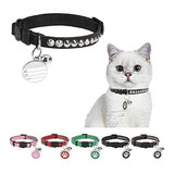 Dillybud Collar De Cuero Personalizado Para Gato Con Cascabe