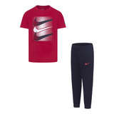 Conjunto Deportivo Nike Swoosh Niños-negro/rojo