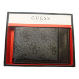 Billetera Hombre Guess Color Negro Con Print Cod. 5718 Diseño De La Tela Liso