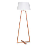 Lámpara  Pie Living Trapecio Madera Paraíso Pantalla Blanca