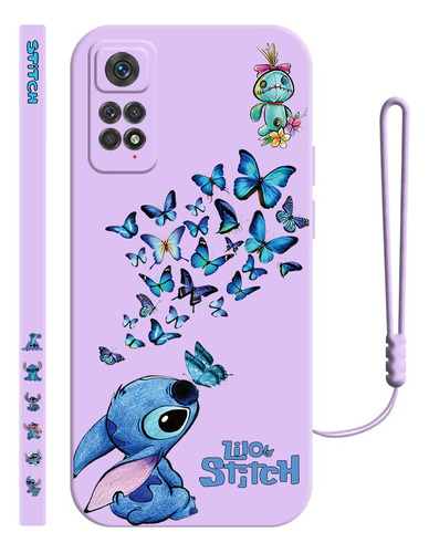 Carcasa Silicona De Stitch De Mariposa Para Xiaomi + Correas