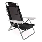Cadeira De Praia Summer Preta Em Alumínio 6 Posições 
