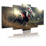 Kit Quadro Decorativo Moto Cross Esporte Sala Grande Quarto