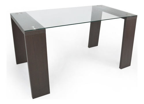 Mesa De Comedor Milan 4 Puestos Tapa Vidrio Patas Wengue