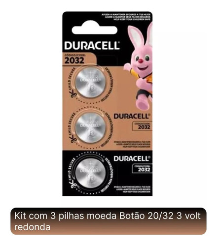 03 - Pilhas  Cr 2032  Duracell 3v Alcalina Bateria Moeda 