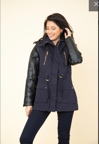 Campera Parka Gabardina Scombro Mujer C/mangas Combinadas 