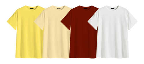 Kit De 4 Playeras Oversize Algodón Peinado Colores Vivos