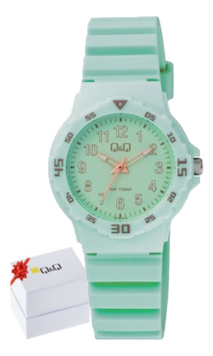 Reloj Q&q Moderno Casual Verde Sumergible Regalo Ideal Dama