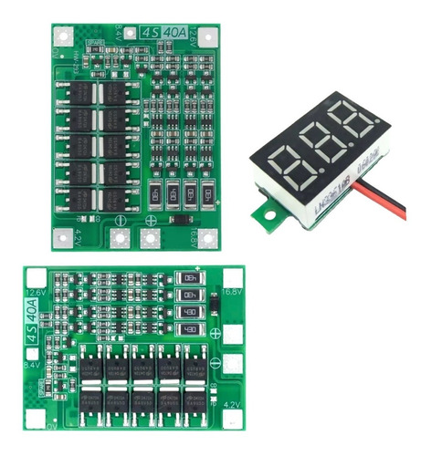 Bms 4s 40a Cargador De Baterias De Litio + Display Voltaje