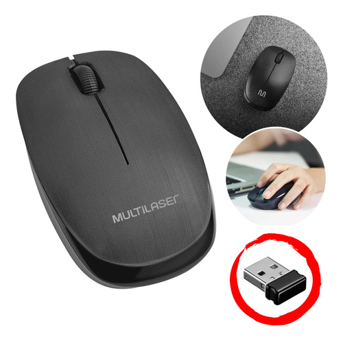 Mouse Sem Fio Multilaser Mo251 Preto 