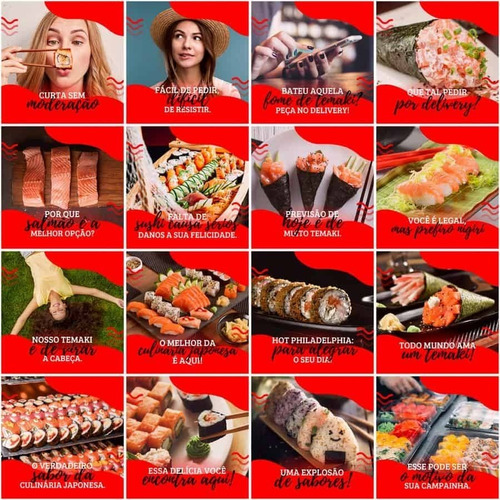 Post Canva Sushi Arquivos Editáveis 200 Artes + Legenda