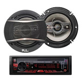 Combo Radio Carro Usb Bluetooth 5303 + Parlantes Kl Audio 6 