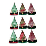 9 Gorros Navideño Duende Navidad Posada Rojo Y Verde Rayas 