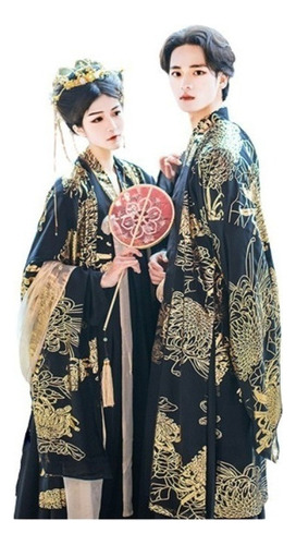 Antiguo Vestido Negro Tradicional Chino Hanfu