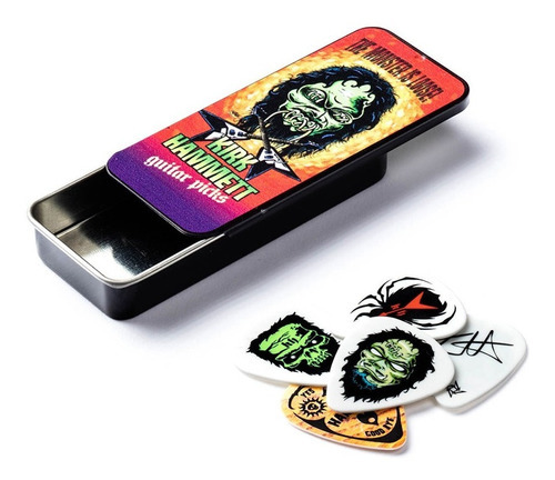 Pickat Kirk Hammett Pick Tin, Caja De 0,88 Mm Con 6 Dunlop