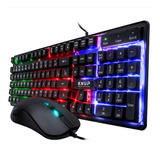 Kit Teclado E Mouse Rgb Semi Mecânico Óptico Pc Note Gamer