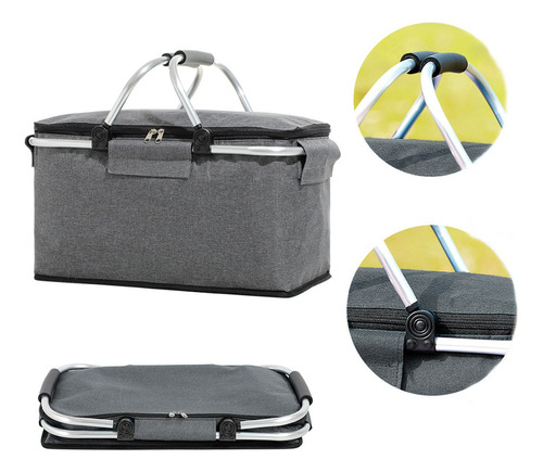 Cesta De Picnic Aislada 30l Plegable Conjunto De Picnic Bbq