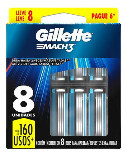 Carga Gillette Mach3 Regular Leve 8 Pague 6