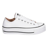 Tenis Converse All Star Chuck Taylor Lift Platform Leather Low Top Color Blanco/negro/blanco - Adulto 26.5 Mx