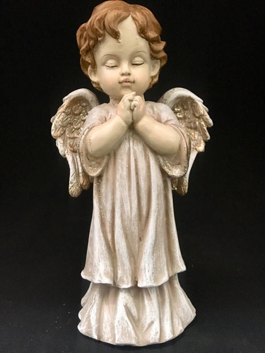 Imagem Escultura Anjo Guarda Rezando 35cm Natal Criança