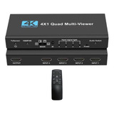 Switch Hdmi Quad Multiviewer 4x1 1080 60hz 4k 30hz 4 Telas