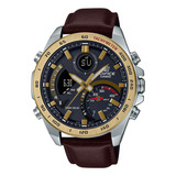 Reloj Hombre Casio Ecb-900gl-1adr Edifice Color De La Correa Marrón Color Del Bisel Dorado Color Del Fondo Negro