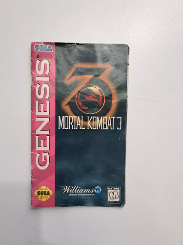 Manual Mortal Kombat 3 Sega Genesis Original