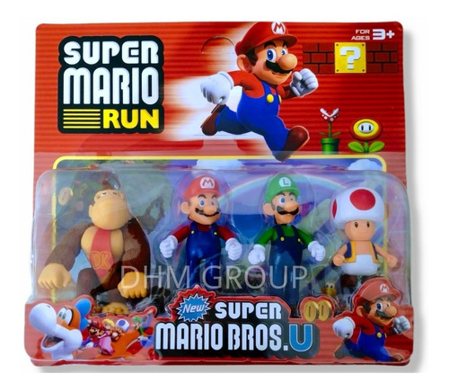 Super Mario Bros Run, Muñecos Articulados Set X4 Figuras