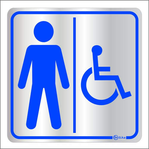 Placa Alumínio Sanitário Banheiro Cadeirante Masculino