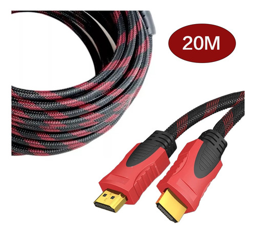 Cabo Hdmi 20 Metros 1.4v 3d Full Hd 24k Blindado - 20m