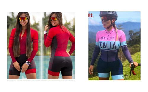 Enterizo Ciclismo Mujer Badana Gel 9d Manga Larga Calidad 