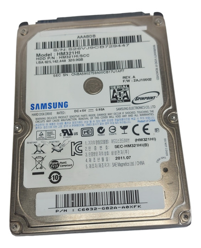 Hd Sata Notebook 320gb Samsung Hm321hi Fw: 2aj10002 Com Nf