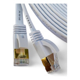 Cable De Red Rj45 Cat7 Armado 15 Metros Plano Blanco