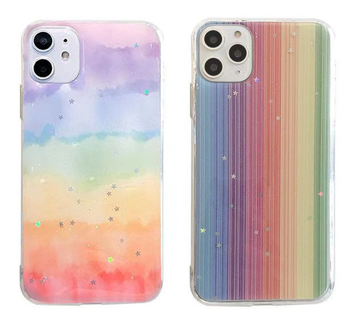 Funda Case Protectora Arcoiris Stars P/ iPhone 11/pro/max/12