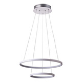 Luminária De Led Lustre Pendente Anel Branco Duplo Moderno