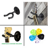 Kit 5 Suporte Parede Violão Guitarra Baixo + 1 Porta Palheta