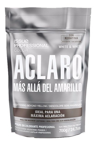 Polvo Decolorante Issue Aclaro White & White Keratina X700gr