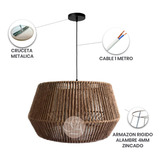 Lampara Colgante Hilo Yute Diamante 50cm Luz Led