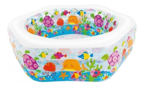 Piscina Inflable Hexagonal Intex Ocean Reef 56493 Acuario 510l Multicolor Caja