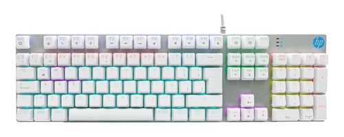 Teclado Gamer Hp Gk400f Qwerty Esp White/silver Rainbow