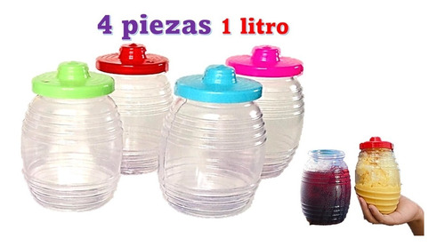 Vasos Vitroleros Plastico Bebida Dulces 4 Pz 1 Lit Vitrolero